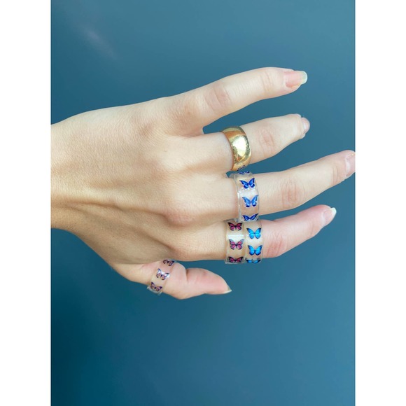 Y2k acrylic chunky butterfly emoji rings - Picture 4 of 12
